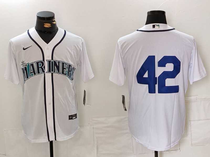 Men%27s Seattle Mariners #42 Jackie Robinson White Cool Base Stitched jersey->seattle mariners->MLB Jersey